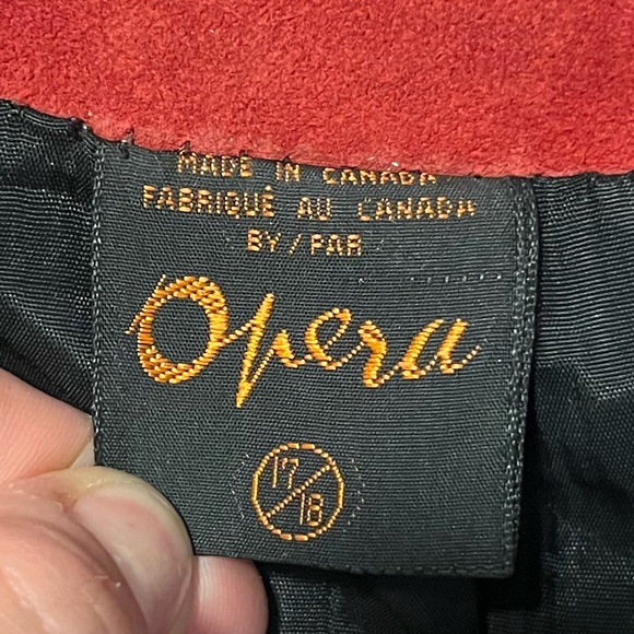 Red Women's Leather Coat - Picture 3 of 4